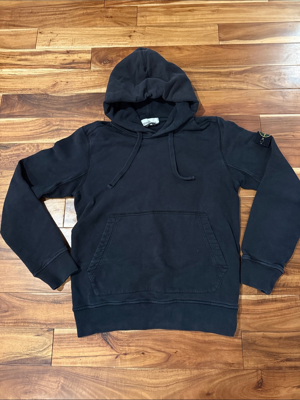 Stone Island Black Hoodie with Signature Compass Patch